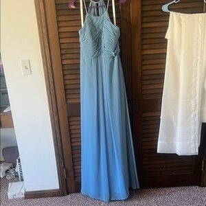 Azazie Light Blue Halter Maxi Dress